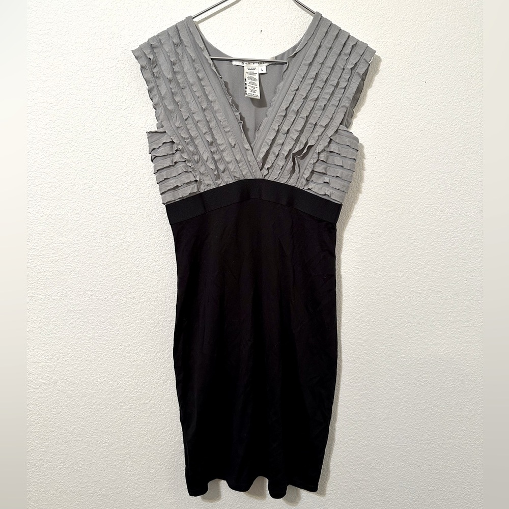 MAX STUDIO Bodycon Ruffle Bust Sheath Evening Dress Size Large EUC